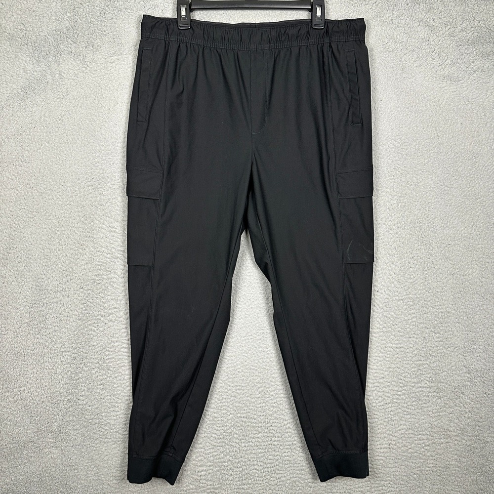 Lululemon Jogger Pants Mens XL Cargo Black Tapered Fit Performance Stretch Waist